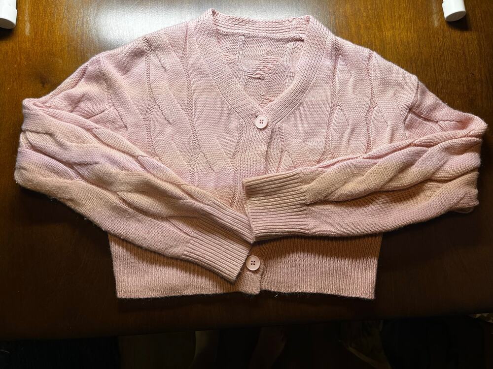 Dazy Pink Crop Top Cable knit Sweater Small